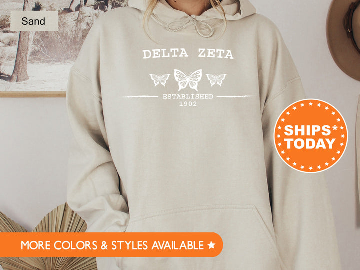 Delta Zeta Neutral Butterfly Sorority Sweatshirt | Dee Zee Crewneck Sweatshirt | Greek Apparel | Big Little Reveal | College Apparel