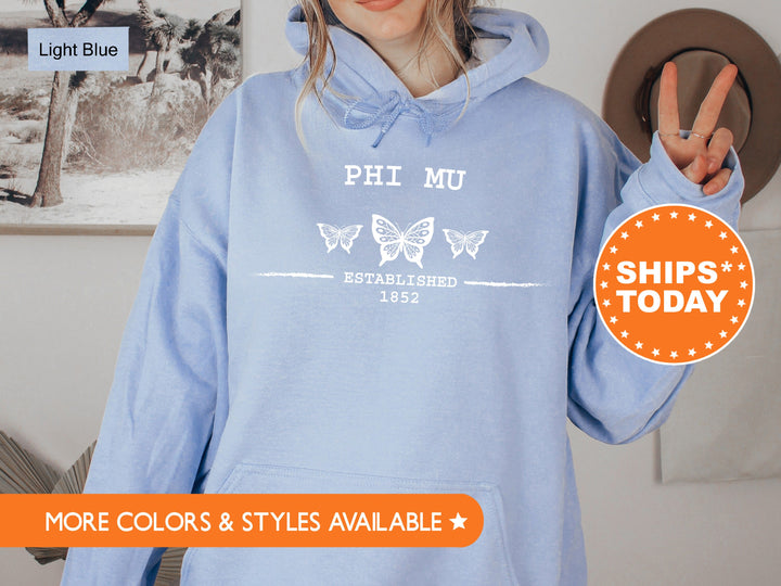 Phi Mu Neutral Butterfly Sorority Sweatshirt | Phi Mu Crewneck Sweatshirt | Greek Apparel | Big Little Reveal | College Apparel
