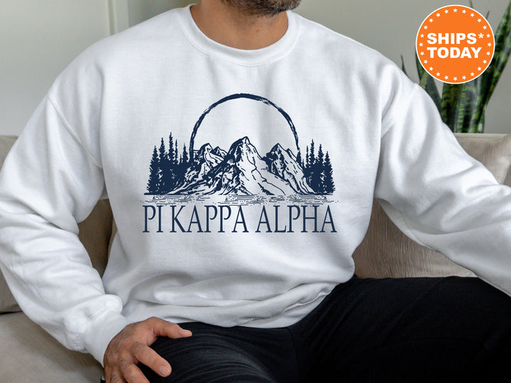 Pi Kappa Alpha Epic Mountains Fraternity Sweatshirt | PIKE Hoodie | Fraternity Gift | Custom Greek Apparel | College Sweatshirt _ 6220g