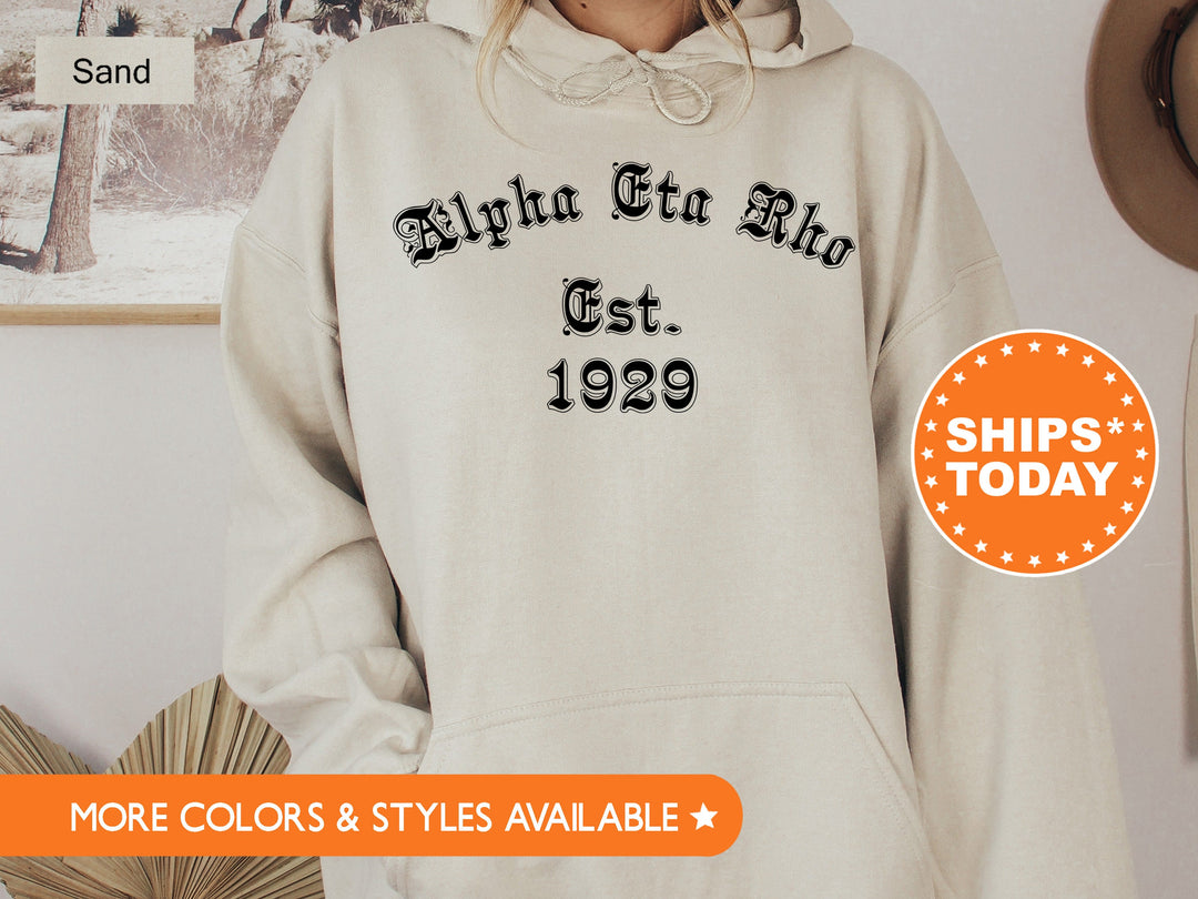 Alpha Eta Rho Old English Coed Sweatshirt | Coed Fraternity Sweatshirt | Greek Apparel | ETR Initiation Gifts | Sorority Sweatshirt _ 8814g