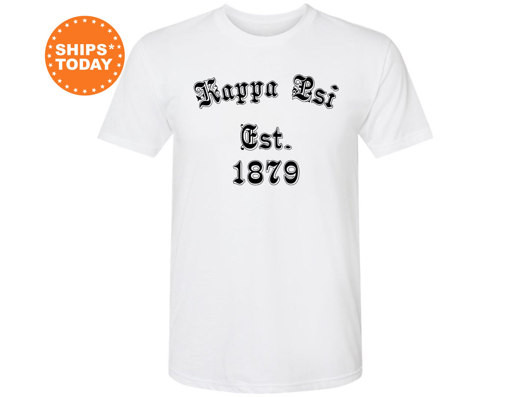 Kappa Psi Old English Coed T-Shirt | Kappa Psi Greek Apparel | Greek Life Shirt | Coed Fraternity Shirt | Initiation Bid Day Gifts _ 8821g