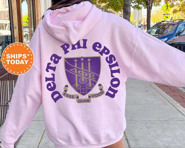 Delta Phi Epsilon Sorority Style Sorority Sweatshirt | DPHIE Sweatshirt | DPHIE Sorority Crest | Sorority Hoodie | Initiation Gift