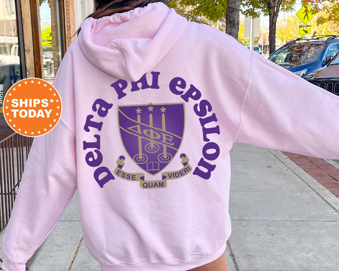 Delta Phi Epsilon Hoodie - DPHIE Crest Legacy Sorority Sweatshirt