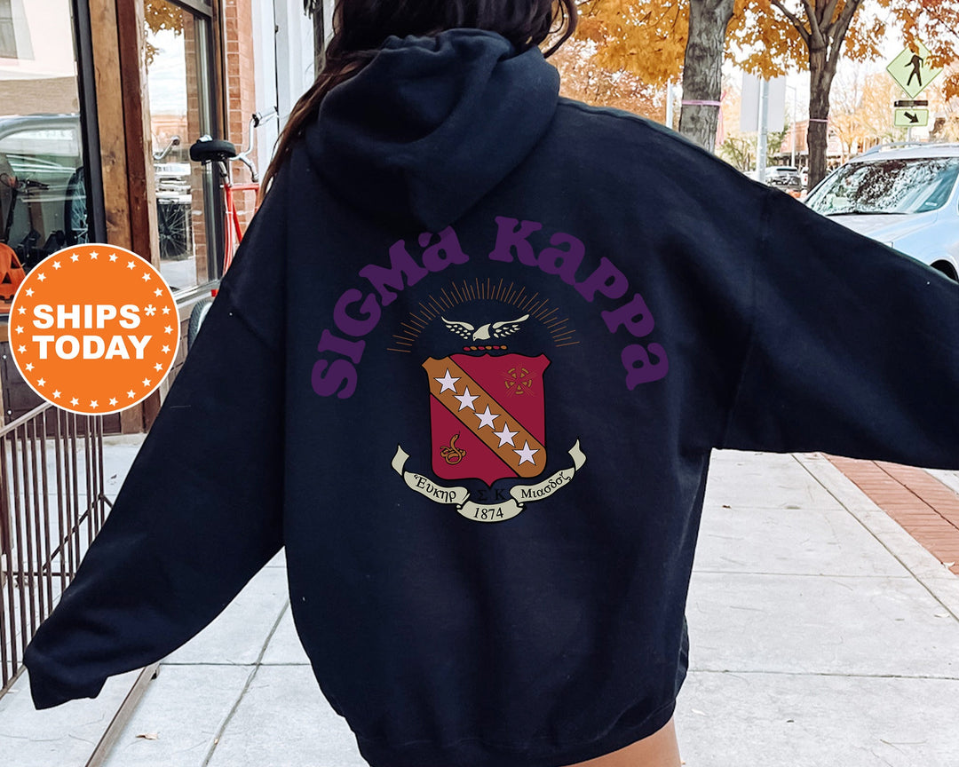 Sigma Kappa Sorority Style Sorority Sweatshirt | Sigma Kappa Hoodie | Sig Kap Sorority Crest | Sorority Apparel | Initiation Gift