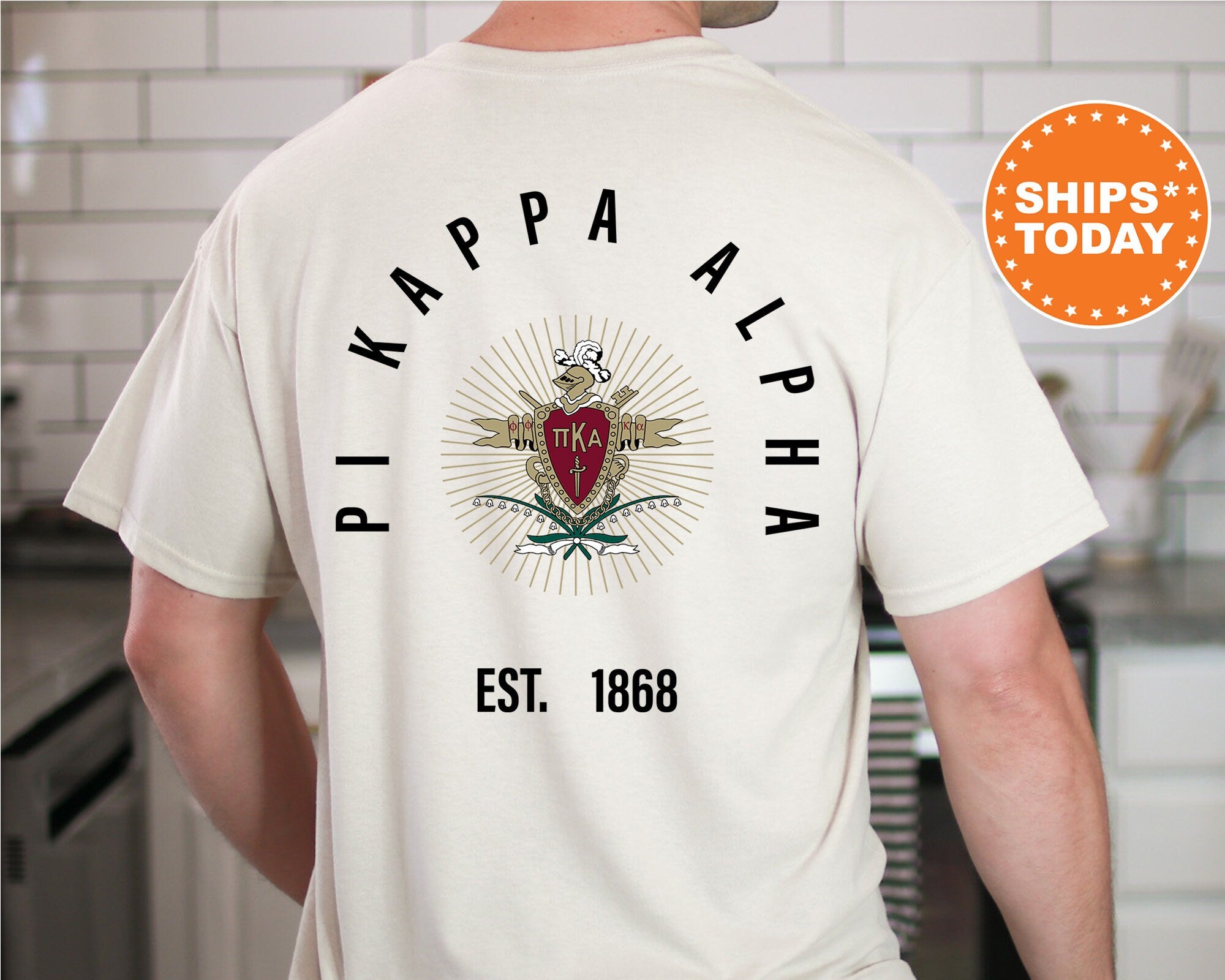 Kite and Crest Pi Kappa Alpha Iconic Symbol Fraternity T Shirt Pi Kappa Alpha Shirt Pike Shirt Fraternity Chapter Shirt Fraternity Crest 11968g Ivory