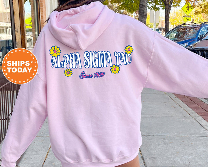 Alpha Sigma Tau Sunny Blooms Sorority Sweatshirt | Alpha Sigma Tau Hoodie | Sorority Gift | Greek Apparel | Big Little Reveal _ 13665g