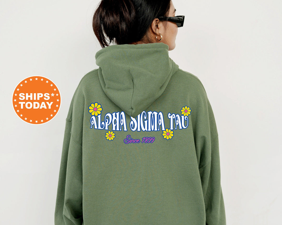 Alpha Sigma Tau Sunny Blooms Sorority Sweatshirt | Alpha Sigma Tau Hoodie | Sorority Gift | Greek Apparel | Big Little Reveal _ 13665g