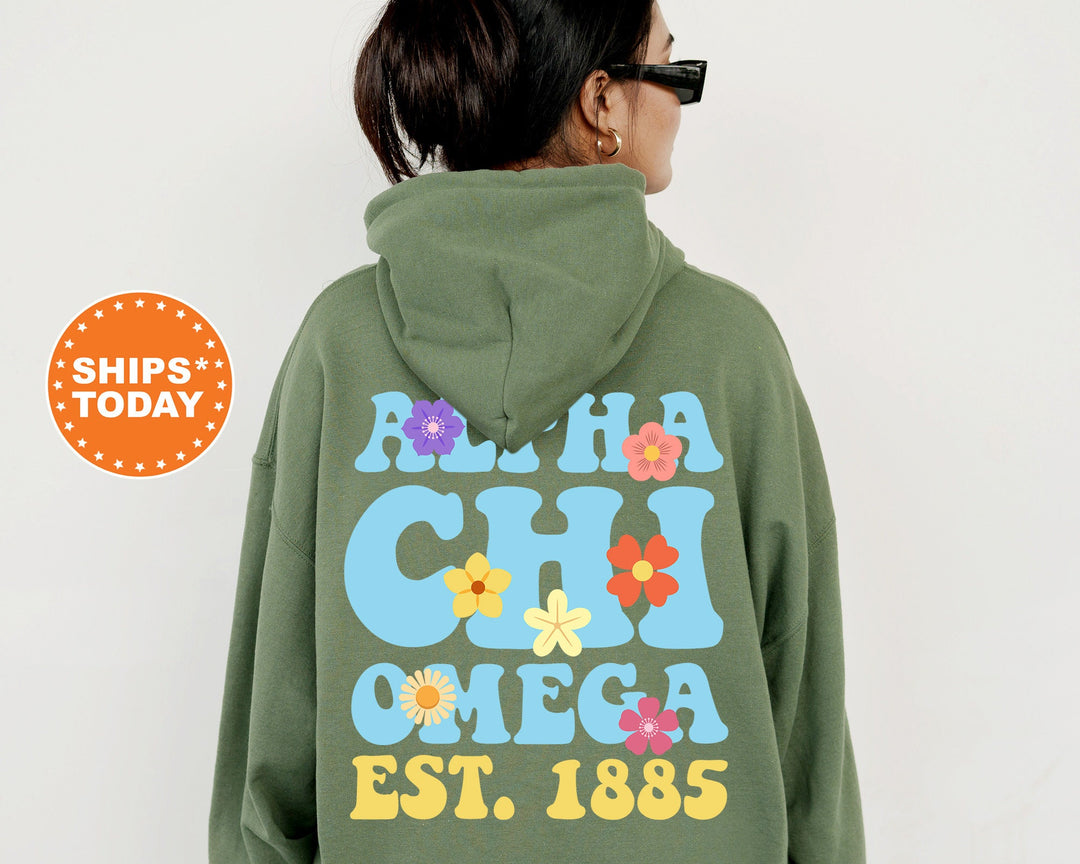 Alpha Chi Omega Bright Buds Sorority Sweatshirt | ACHIO Sorority Hoodie | AXO Crewneck Sweatshirt | Alpha Chi Big Little Reveal