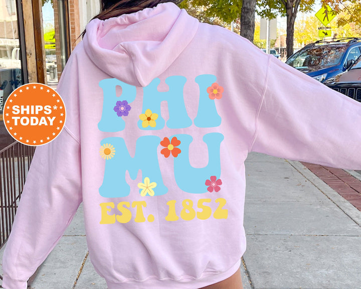 Phi Mu Bright Buds Sorority Sweatshirt | Phi Mu Sweatshirt | Phi Mu Hoodie | Big Little Sorority | Sorority Gift | Greek Apparel