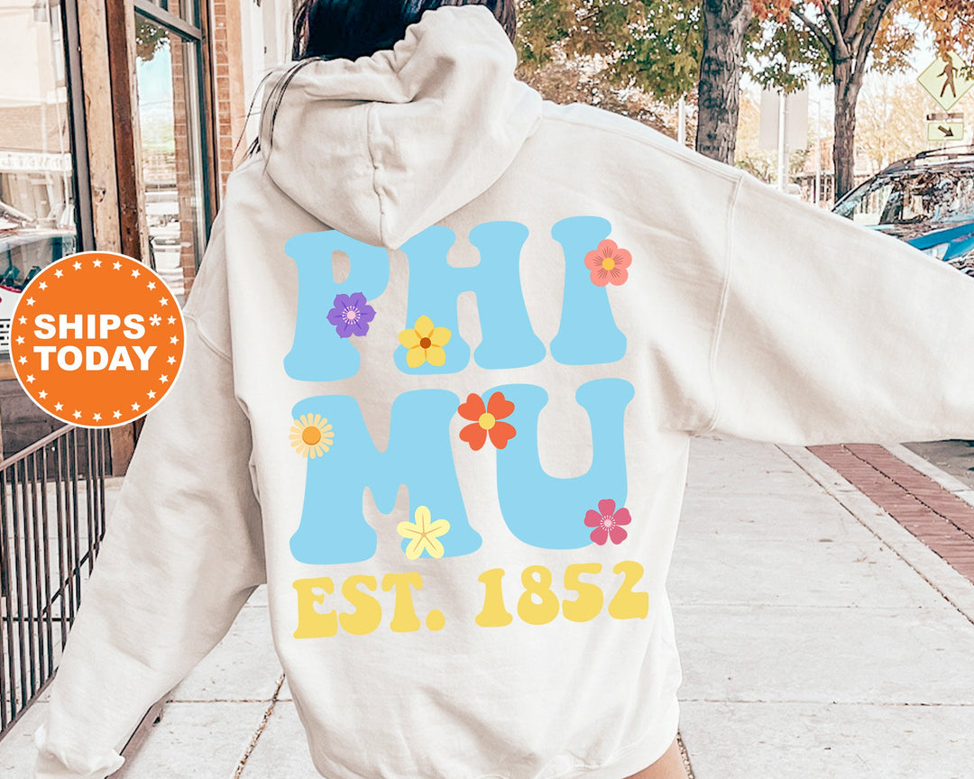 Phi Mu Bright Buds Sorority Sweatshirt | Phi Mu Sweatshirt | Phi Mu Hoodie | Big Little Sorority | Sorority Gift | Greek Apparel