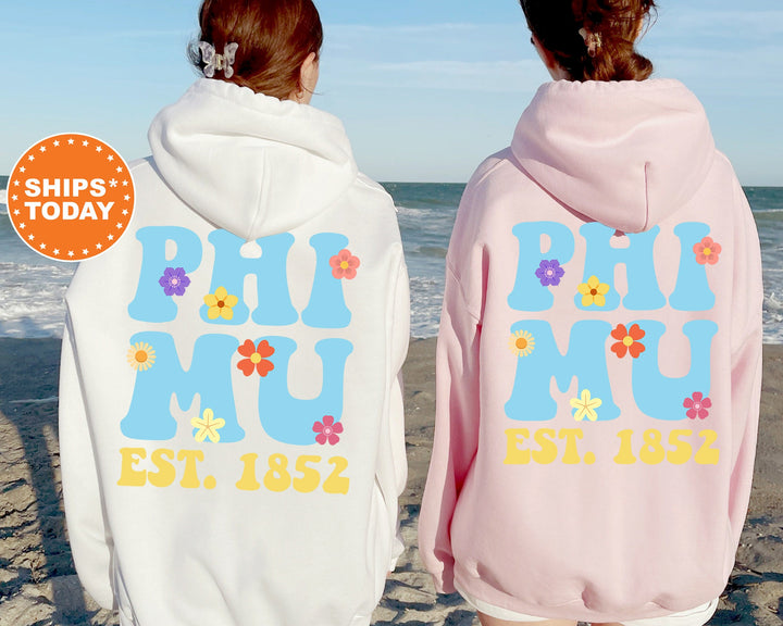 Phi Mu Bright Buds Sorority Sweatshirt | Phi Mu Sweatshirt | Phi Mu Hoodie | Big Little Sorority | Sorority Gift | Greek Apparel