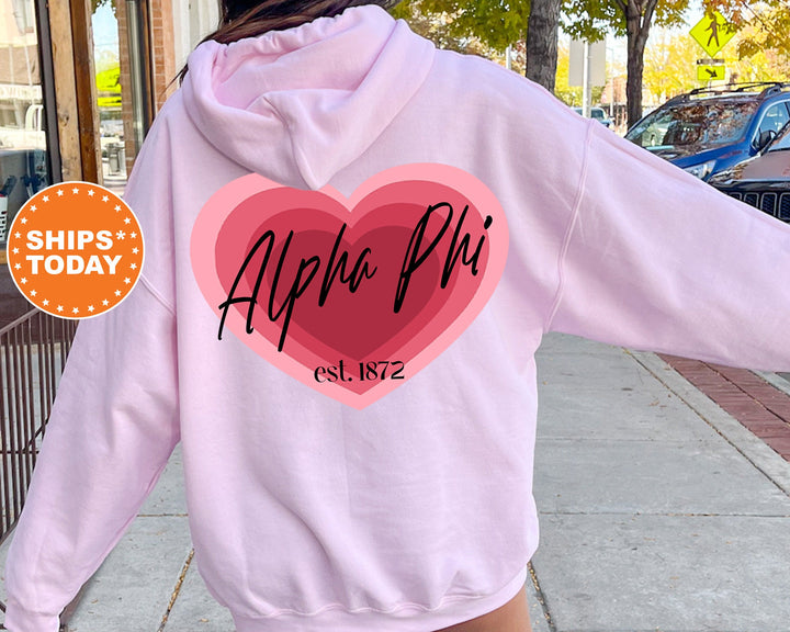 Alpha Phi Heart Beats Sorority Sweatshirt | Alpha Phi Hoodie | APHI Sweatshirt | Sorority Merch | Big Little Reveal | Greek Apparel