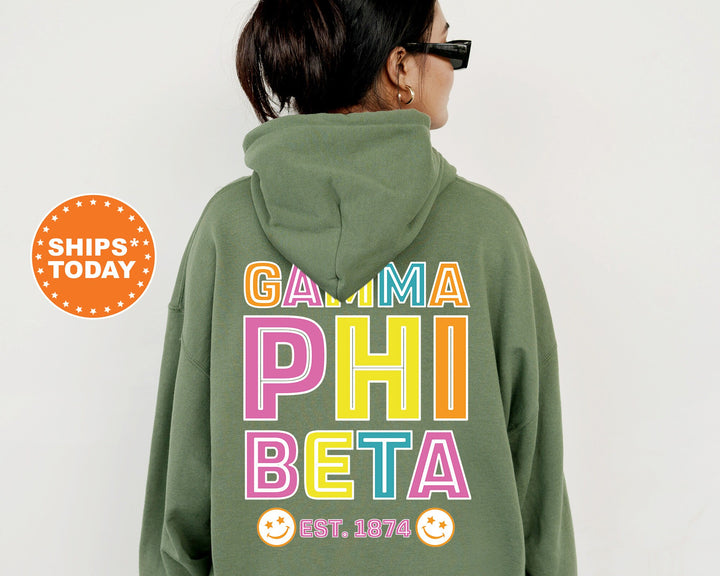 Gamma Phi Beta Frisky Script Sorority Sweatshirt | Gamma Phi Beta Sweatshirt | Gamma Phi Hoodie | Big Little Sorority Gift _ 14025g