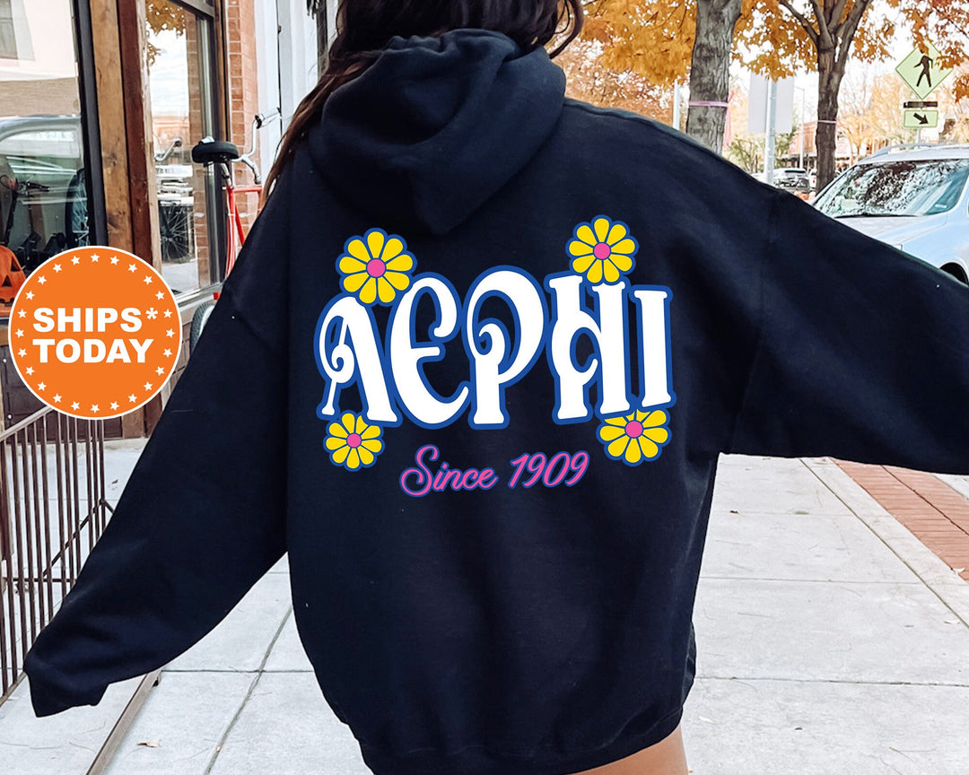 Alpha Epsilon Phi Sunny Blooms Sorority Sweatshirt | Sorority Gifts For Little | AEPHI Sorority Hoodie | Big Little Reveal _ 13660g