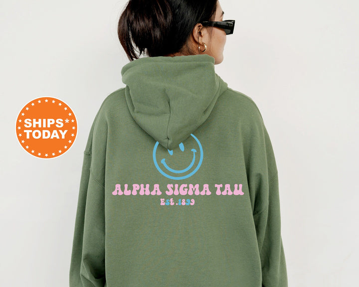 Alpha Sigma Tau Frosty Smile Sorority Sweatshirt | Alpha Sigma Tau Hoodie | AST Sorority Merch | Big Little Gift | Greek Apparel