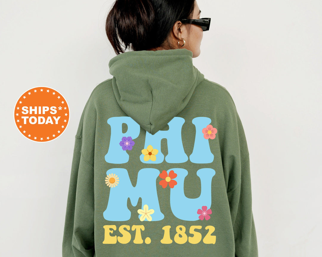 Phi Mu Bright Buds Sorority Sweatshirt | Phi Mu Sweatshirt | Phi Mu Hoodie | Big Little Sorority | Sorority Gift | Greek Apparel