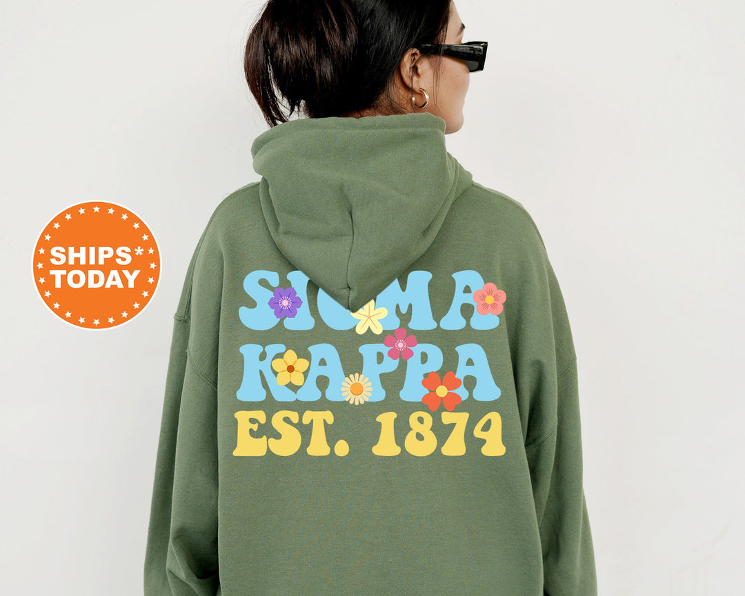 Sigma Kappa Bright Buds Sorority Sweatshirt | Sigma Kappa Hoodie | Big Little Reveal | Sorority Bid Day Basket | Greek Apparel