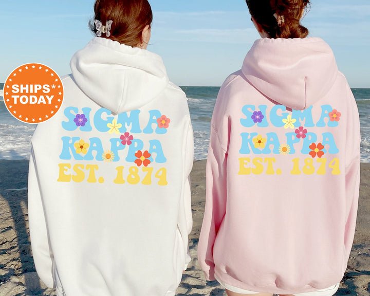 Sigma Kappa Bright Buds Sorority Sweatshirt | Sigma Kappa Hoodie | Big Little Reveal | Sorority Bid Day Basket | Greek Apparel