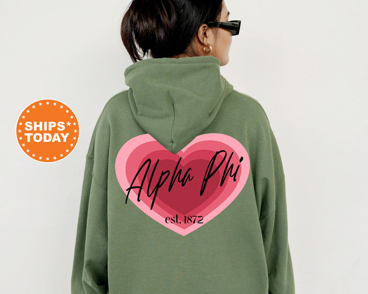 Alpha Phi Heart Beats Sorority Sweatshirt | Alpha Phi Hoodie | APHI Sweatshirt | Sorority Merch | Big Little Reveal | Greek Apparel