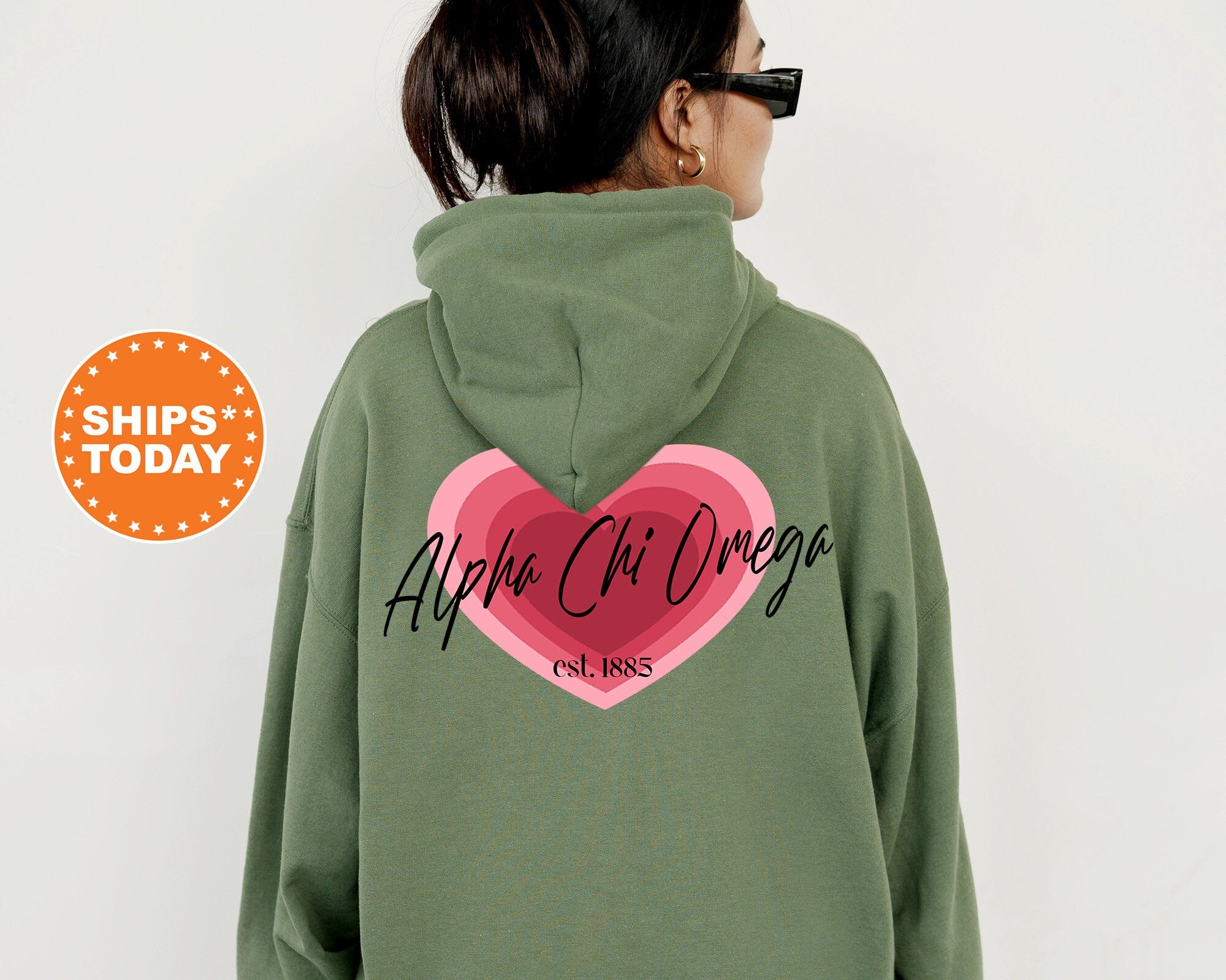 Alpha Chi Omega Heart Beats Sorority Sweatshirt | Alpha Chi Hoodie | ACHIO Big Little Reveal | Bid Day Basket | AXO Sorority Gift