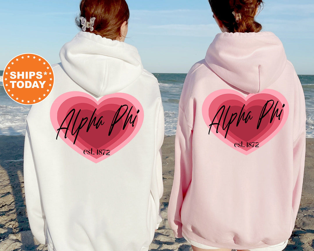 Alpha Phi Heart Beats Sorority Sweatshirt | Alpha Phi Hoodie | APHI Sweatshirt | Sorority Merch | Big Little Reveal | Greek Apparel