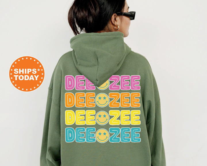 Delta Zeta Colorful Smiley Sorority Sweatshirt | Delta Zeta Sweatshirt | Dee Zee Sorority Hoodie | Greek Apparel | Big Little Gift