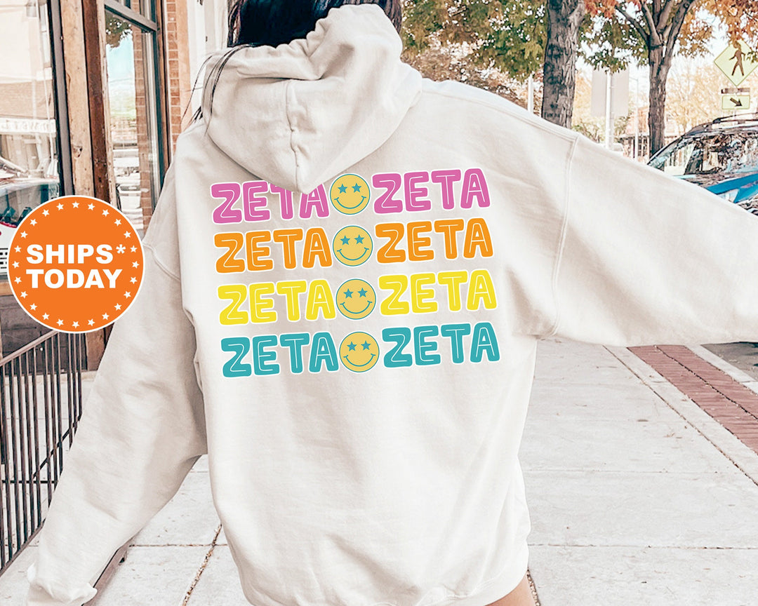 Zeta Tau Alpha Colorful Smiley Sorority Sweatshirt | Zeta Sweatshirt | Zeta Sorority Gift | Sorority Hoodie | Big Little Reveal