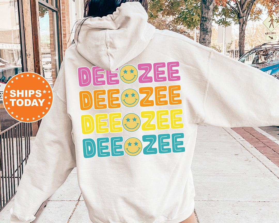 Delta Zeta Colorful Smiley Sorority Sweatshirt | Delta Zeta Sweatshirt | Dee Zee Sorority Hoodie | Greek Apparel | Big Little Gift