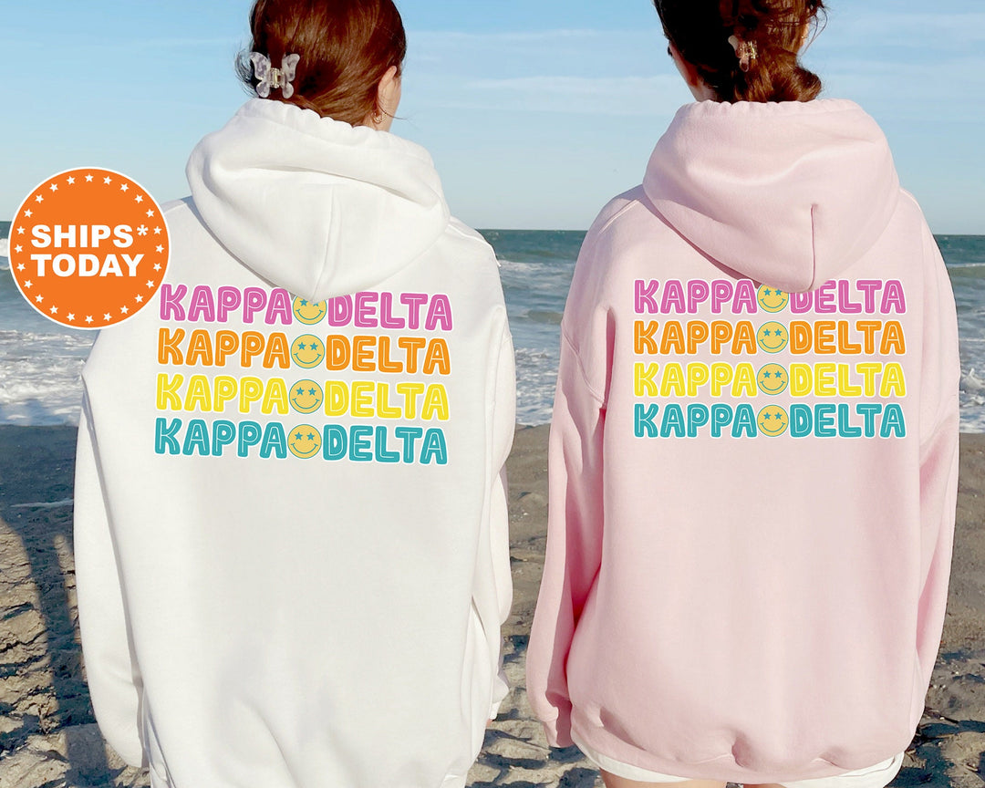 Kappa Delta Colorful Smiley Sorority Sweatshirt | Kappa Delta Hoodie | Bid Day Basket | Big Little Sorority Gift | Sorority Apparel