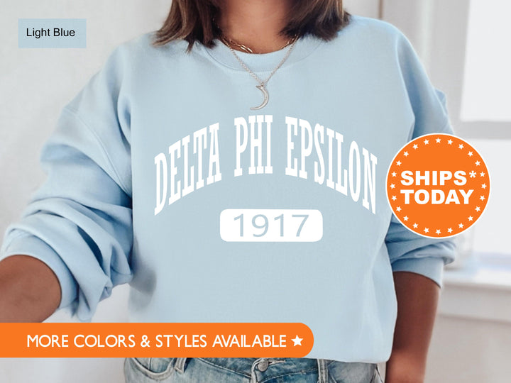 Delta Phi Epsilon Athletic Sorority Sweatshirt | DPhiE Sorority Apparel | Sorority Merch | Sorority Bid Day Gift | Big Little Reveal