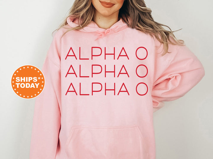 Alpha Omicron Pi Red Layered Sorority Sweatshirt | Alpha O Hoodie | AOPi Retro Sweatshirt | Sorority Sister Gift | Bid Day Basket _ 5744g