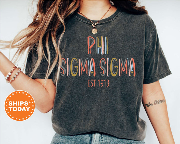 Phi Sigma Sigma Olivia Sorority T-Shirt | Phi Sig Comfort Colors Shirt | Phi Sig Sorority Gifts | Big Little Reveal | Greek Apparel _ 5552g