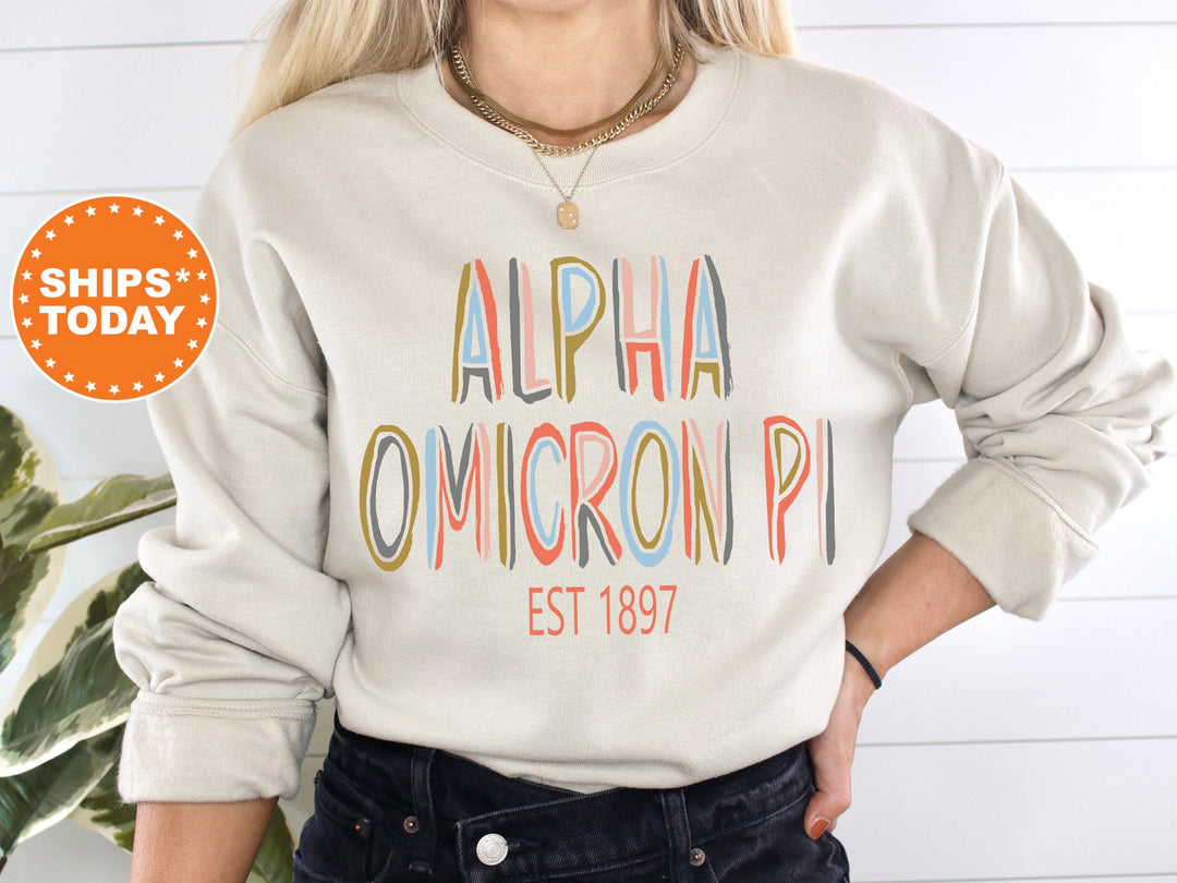 Alpha Omicron Pi Olivia Sorority Sweatshirt | Alpha O Sorority Hoodie | Sorority Merch | AOPi Initiation Gift | Big Little Reveal