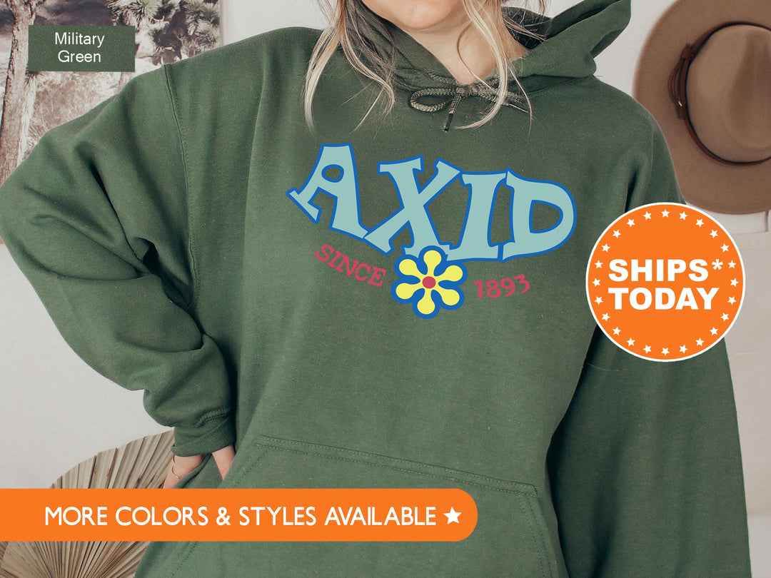 Alpha Xi Delta Outlined In Blue Sorority Sweatshirt | AXID Floral Sweatshirt | Alpha Xi Crewneck | Big Little Gift | Sorority Reveal