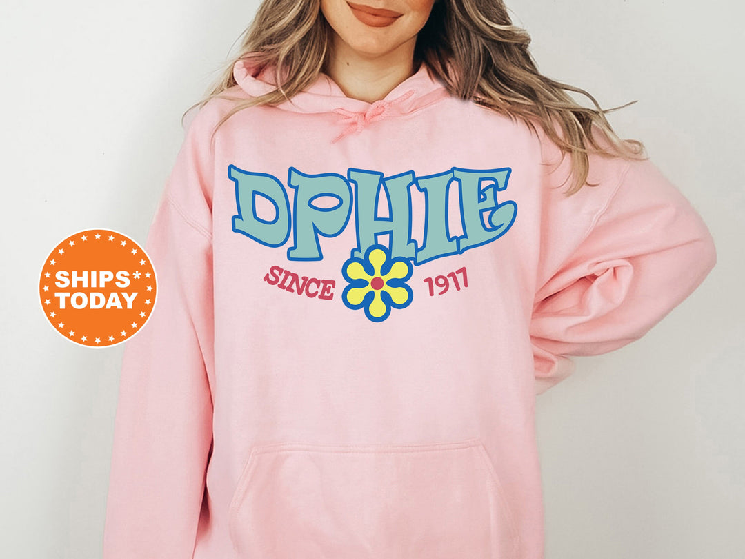 Delta Phi Epsilon Outlined In Blue Sorority Sweatshirt | DPHIE Floral Sweatshirt | Sorority Merch | Big Little Gift | Greek Apparel