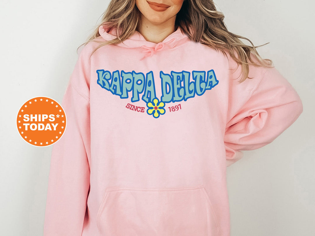Kappa Delta Outlined In Blue Sorority Sweatshirt | Kay Dee Floral Sweatshirt | KD Initiation | Kappa Delta Hoodie | Big Little Gift