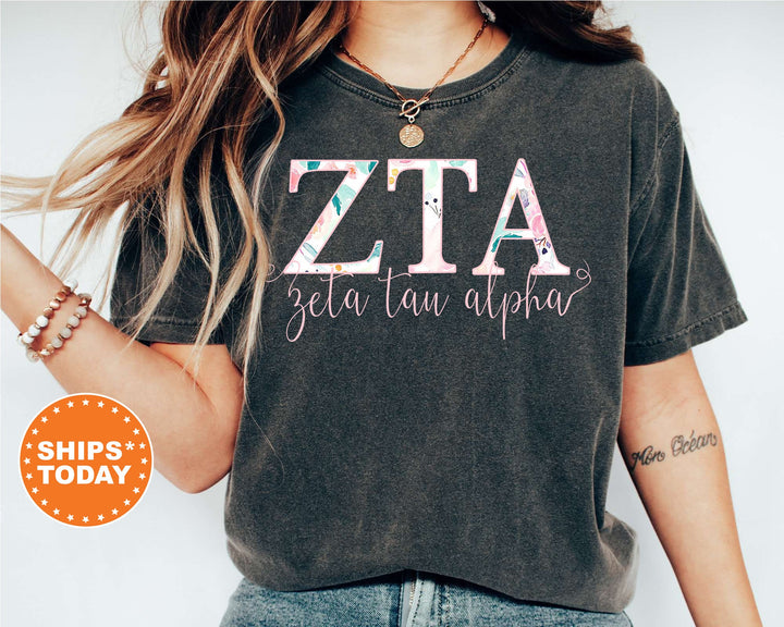 Zeta Tau Alpha Simply Paisley Sorority T-Shirt | Zeta Comfort Colors Shirt | Greek Letters Tees | Sorority Letters | Big Little Reveal _ 5181g