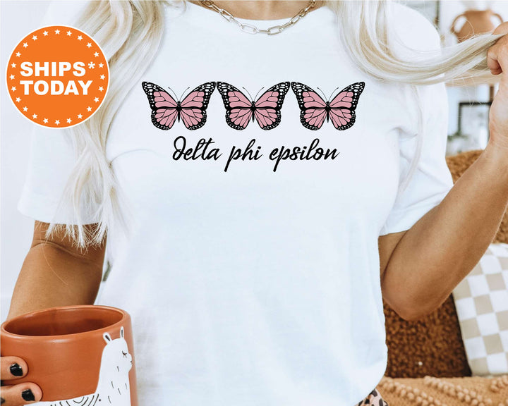 Delta Phi Epsilon Blooming Butterfly Sorority T-Shirt | DPHIE Comfort Colors Tee | Big Little Reveal Shirt | Trendy Sorority Shirt _ 5324g