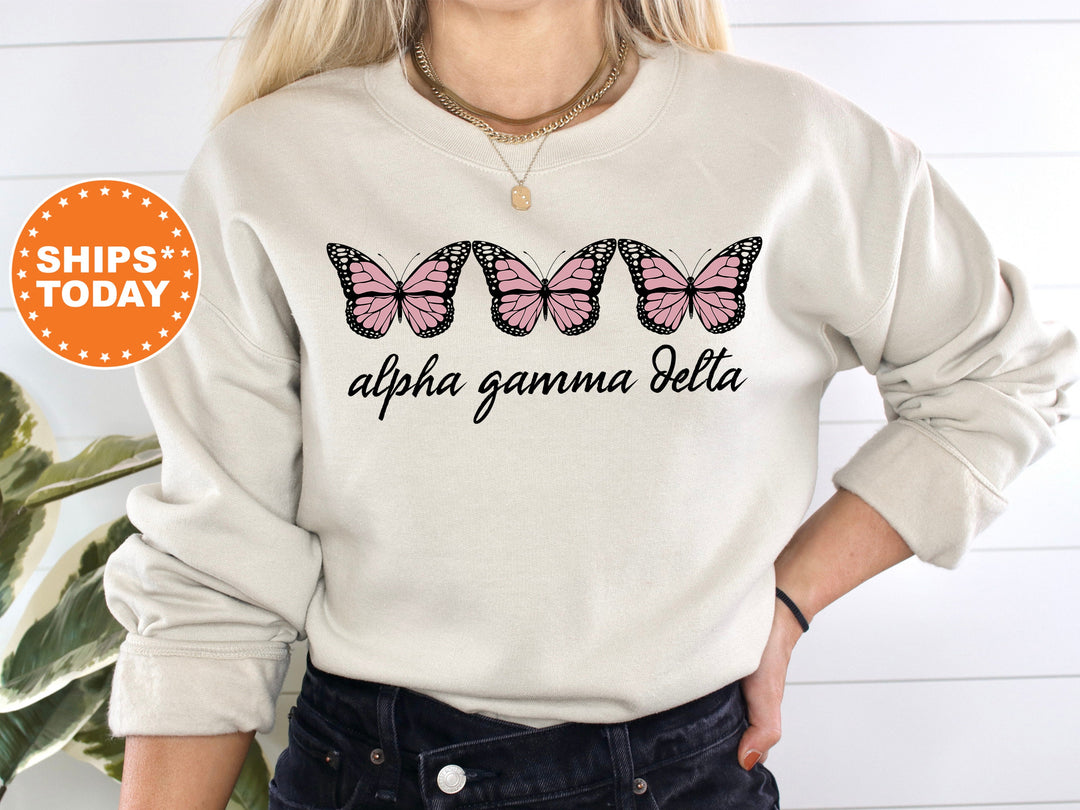 Alpha Gamma Delta Blooming Butterfly Sorority Sweatshirt | Alpha Gam Sorority Hoodie | Big Little Reveal Gift | AGD Butterfly Sweatshirt