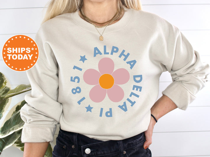Alpha Delta Pi Bright Floral Sorority Sweatshirt | ADPI Hoodie | Big Little Sorority | Greek Sweatshirt | Trendy Floral Sweatshirt _ 7437g