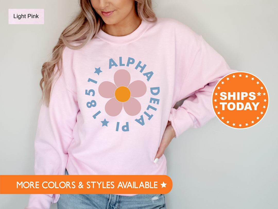 Alpha Delta Pi Bright Floral Sorority Sweatshirt | ADPI Hoodie | Big Little Sorority | Greek Sweatshirt | Trendy Floral Sweatshirt _ 7437g