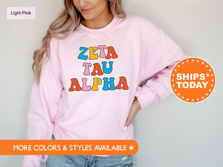 Zeta Tau Alpha Disco Retro Sorority Sweatshirt | Zeta Sorority Hoodie | Sorority Initiation Gift | Retro Letters | Big Little Reveal _ 7513g