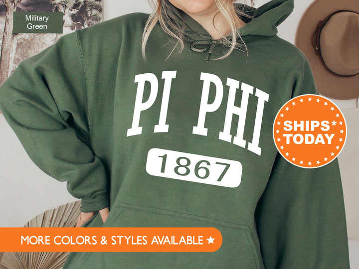 Pi Beta Phi Athletic Sorority Sweatshirt | Pi Phi Sorority Hoodie | Sorority Gift | Greek Apparel | Big Little Sorority | Bid Day 7326g