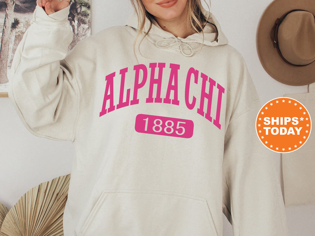 Alpha Chi Omega Pink Baseball Sorority Sweatshirt | Alpha Chi Sorority Hoodie | Big Little Gift | AXO Sorority Gift | Greek Apparel