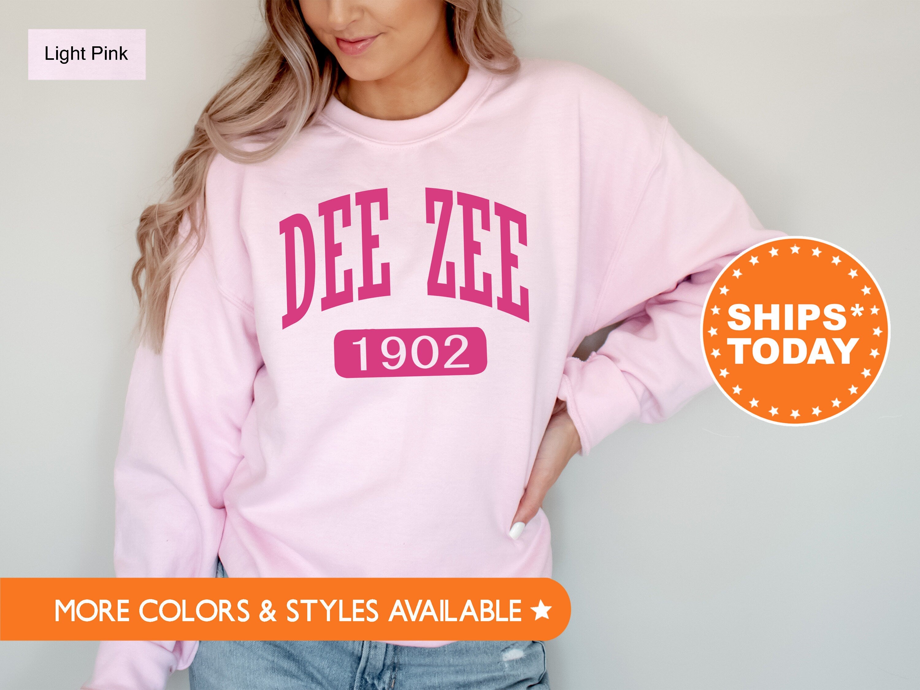 Delta Zeta Pink Baseball Sorority Sweatshirt | Delta Zeta Merch | Delta Zeta Sweatshirt | Dee Zee Big Little Reveal | Greek Apparel