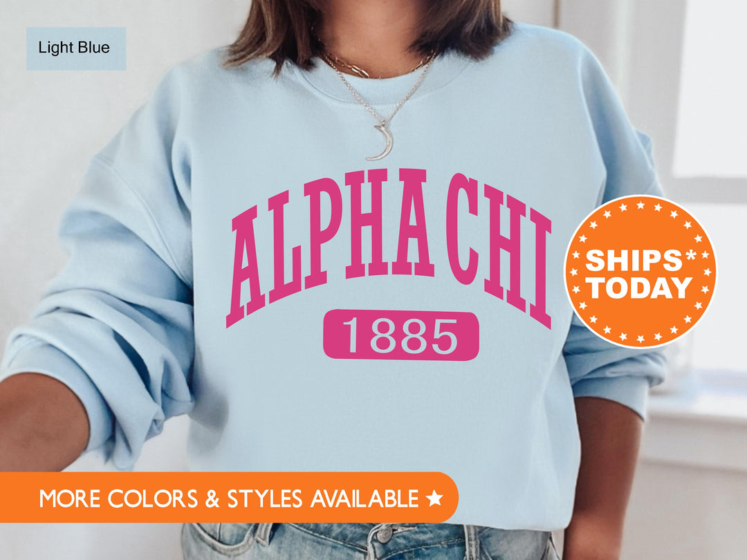 Alpha Chi Omega Pink Baseball Sorority Sweatshirt | Alpha Chi Sorority Hoodie | Big Little Gift | AXO Sorority Gift | Greek Apparel