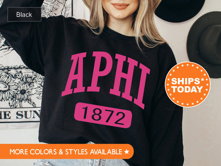 Alpha Phi Pink Baseball Sorority Sweatshirt | APHI Crewneck Sweatshirt | Alpha Phi Hoodie | Big Little Reveal | Sorority Gifts