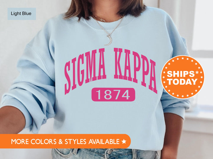 Sigma Kappa Pink Baseball Sorority Sweatshirt | Sigma Kappa Merch | Sigma Kappa Hoodie | Big Little Reveal | Sorority Apparel