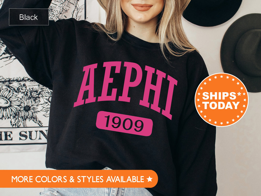 Alpha Epsilon Phi Pink Baseball Sorority Sweatshirt | Alpha Epsilon Phi Sweatshirt | AEPHI Sorority Hoodie | Big Little Reveal Gift
