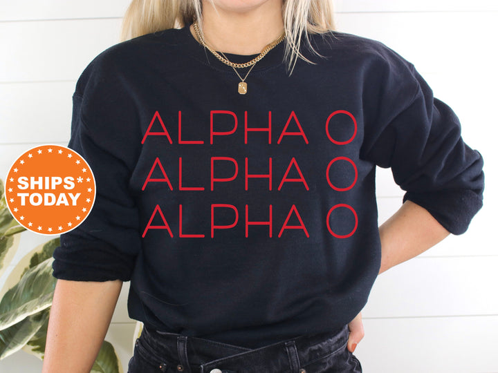 Alpha Omicron Pi Red Layered Sorority Sweatshirt | Alpha O Hoodie | AOPi Retro Sweatshirt | Sorority Sister Gift | Bid Day Basket _ 5744g